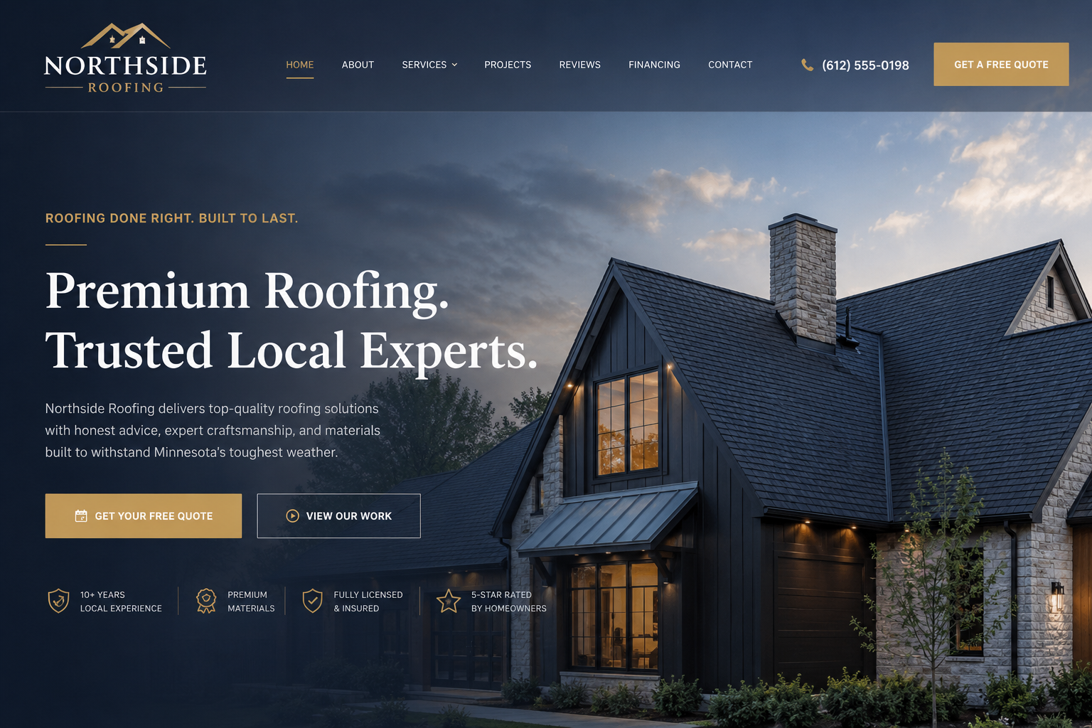 Northside Roofing dashboard mockup